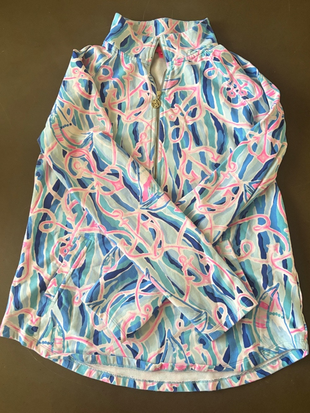Lilly Pulitzer Pink, Blue & White Tropical Print Top